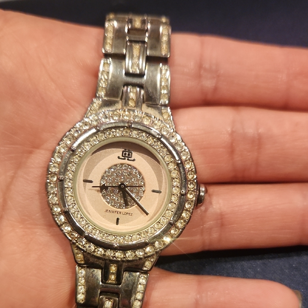 Jennifer Lopez Silver Crystal-Embellished Watch